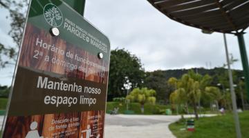entrada do parque dos mangues com placa. #paratodosverem