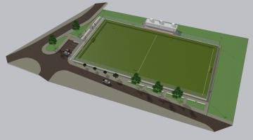 perspectiva da quadra com vestiários #paratodosverem