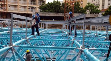 Cobertura da piscina do Rebouças é montada