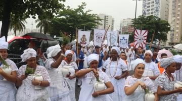 Procissão de Iemanjá em Santos. #Paratodosverem