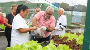 Pacientes de policlínica de Santos criam horta para boa alimentação e qualidade de vida 