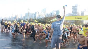 atletas partem na praia em largada #paratodosverem