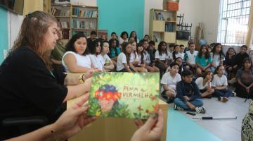 alunos reunidos no encontro #paratodosverem