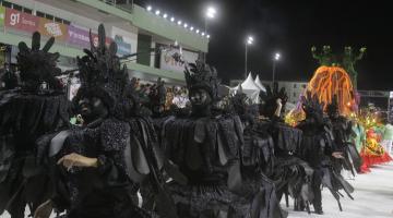 pessoas fantasiadas durante o desfile #paratodosverem 