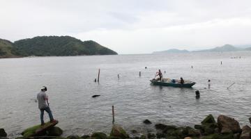 Instalado primeiro bag do projeto piloto contra ressaca e erosão na Ponta da Praia