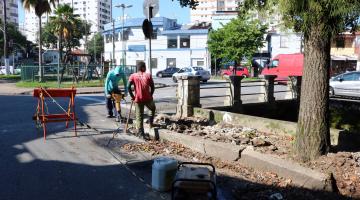 Reurbanização de avenidas no Marapé, em Santos, avança com demolição e reconstrução de passeios