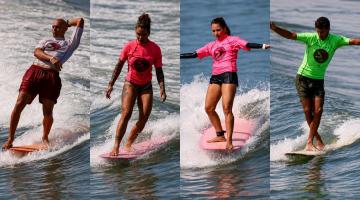 montagem mostra surfistas