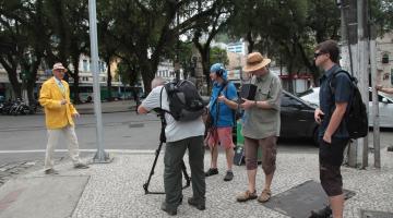Equipe faz filmagem no Centro de Santos #pracegover 