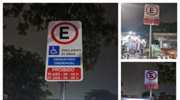 mosaico de fotos com placas de trânsito na orla, todas indicando horário de funcionamento. #paratodosverem 