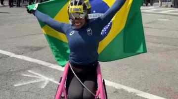 Vanessa Cristina na Maratona de Boston em 2025. #Paratodosverem