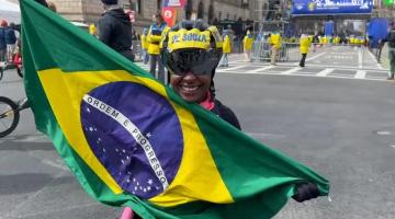 Vanessa Cristina na Maratona de Boston em 2025. #Paratodosverem