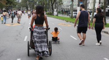 pessoas andando na orla #paratodosverem 