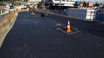 Iniciada nova etapa na concretagem de viaduto na entrada de Santos