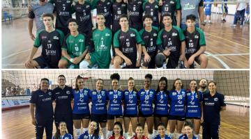 mosaico com equipes de volei masculina e feminina #paratodosverem