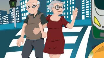 imagem de idosos atravessando faixa #paratodosverem