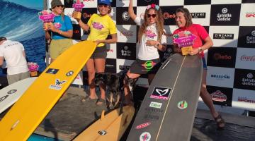 Meninas de Santos fazem dobradinha em competição de longboard no RJ