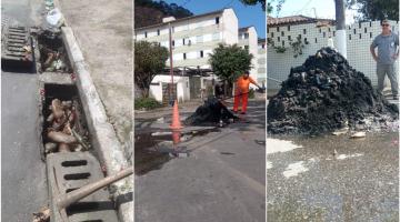 Em dois dias, 5.300 toneladas de detritos são retiradas de rede de drenagem na Zona Noroeste de Santos