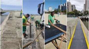 Passarela de acessibilidade é liberada na Praia do Gonzaga, em Santos
