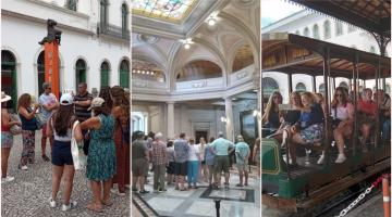 Turistas estrangeiros de navio de cruzeiro voltam a tomar conta do Centro Histórico de Santos
