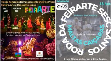 FeirArte de Santos será animada por dança cigana e capoeira no domingo