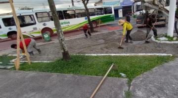 Em obras de revitalização, praça na Zona Noroeste, em Santos, começa a ganhar novos passeios