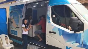 Agência móvel da Sabesp atende moradores do Morro da Nova Cintra, em Santos