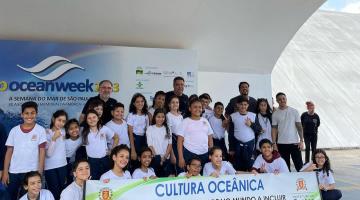 Alunos de escola municipal de Santos participam de evento sobre cultura oceânica em SP