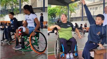 Crianças da rede municipal de Santos vivenciam esporte paralímpico ao lado de campeãs