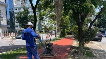 Avançam obras de revitalização da ciclovia da Afonso Pena em Santos