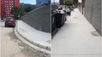 Mais uma rua do Saboó, em Santos, já conta com calçadas com acessibilidade