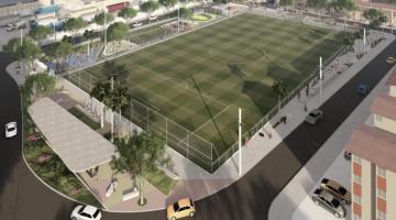 Campo de futebol com dimensões oficiais começa a ser construído na Caneleira, em Santos