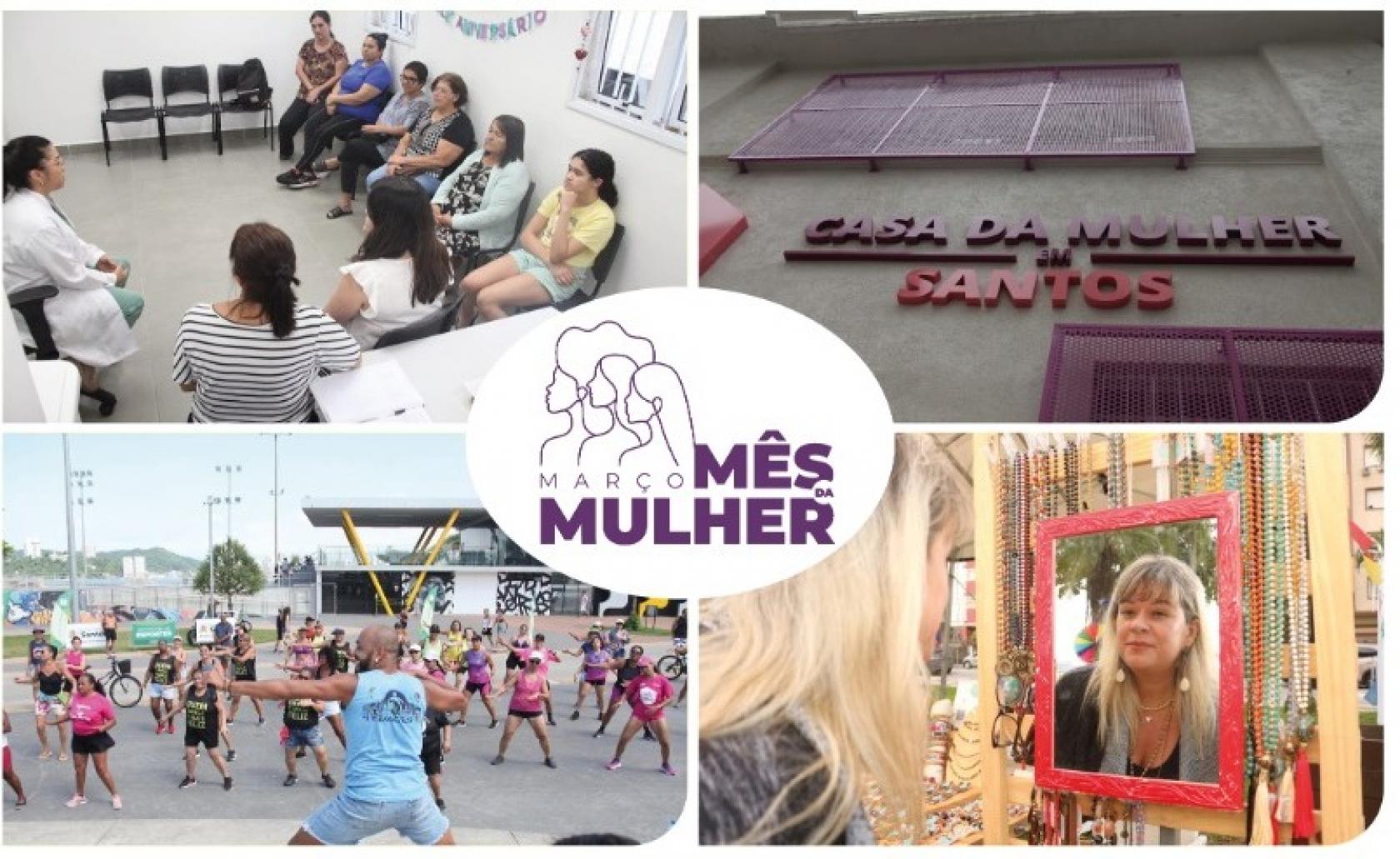 montagem mostra atividades do mês da mulher #paratodosverem 