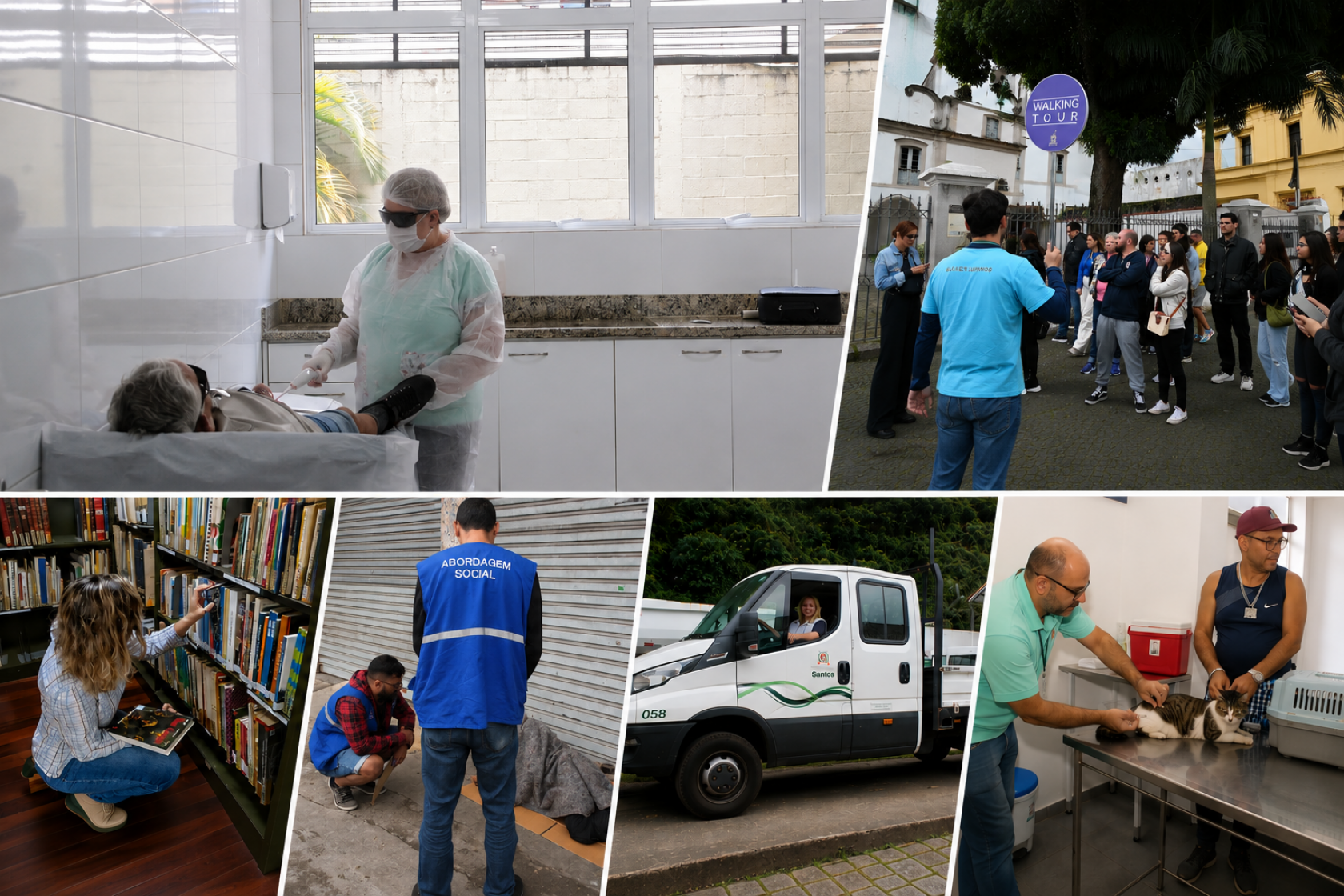 montagem mostra profissionais da prefeitura trabalhando #paratodosverem