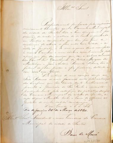Documento manuscrito assinado pelo Barão de Mauá. #Paratodosverem