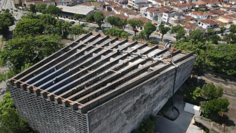 Vista aérea da cobertura do teatro. #Paratodosverem