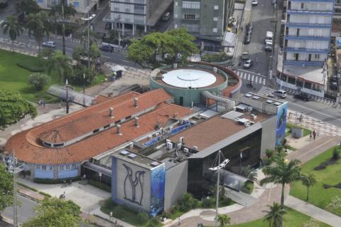 Vista aérea do Aquário Municipal. #pracegover