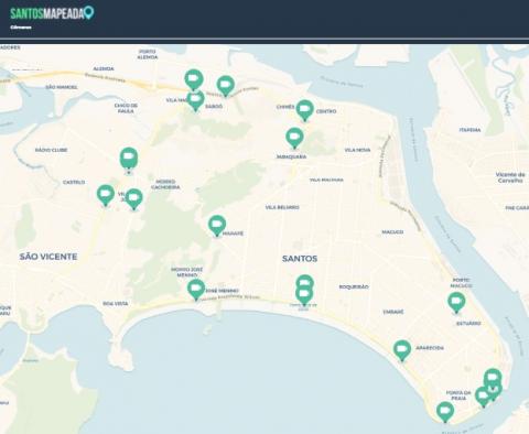 mapa com pontos da câmeras #paratodosverem