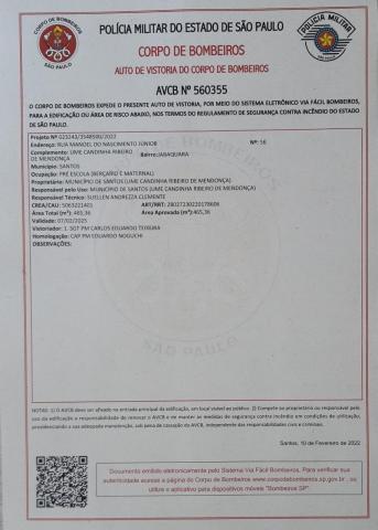 cópia do documento recebido pela escola, com o timbre do corpo de bombeiros. #paratodosverem