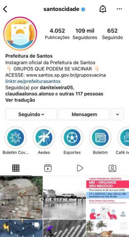 imagem do perfil da prefeitura no instagram. #paratodosverem
