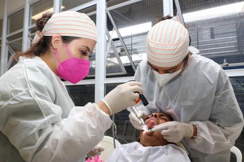 dentistas atuando  em boca #paratodosverem