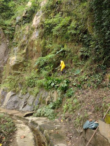 Homem em cima do morro trabalhando. #paratodosverem