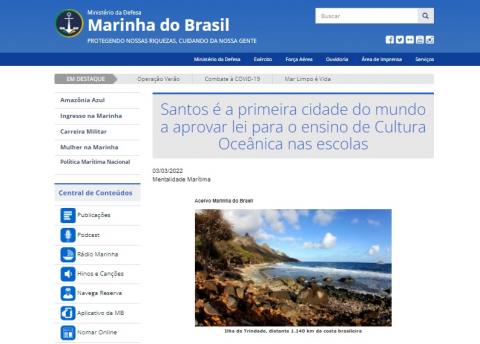 Reprodução da notícia no site da Marinha do Brasil. #pratodosverem