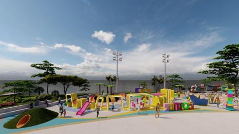 vista geral do playground para crianças. #paratodosverem