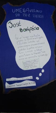 Papel com texto escrito sobre José Bonifácio. #Paratodosverem