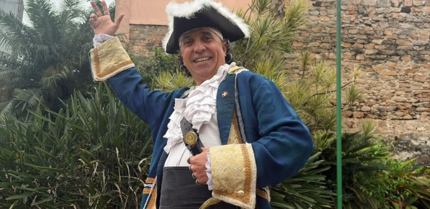 Personagem Pirata, do Outeiro de Santa Catarina, apresentará história de Santos em Portugal