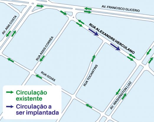 mapa indicando a mudança de direção #paratodosverem 