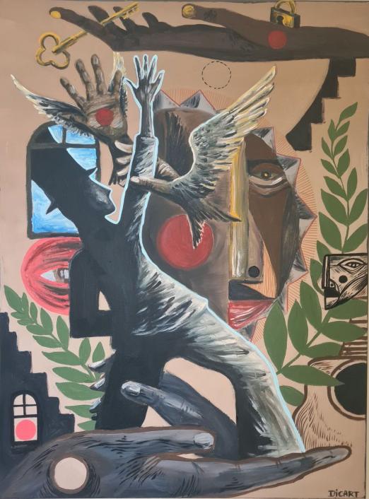 Imagem de uma das telas da exposição. #Paratodosverem.