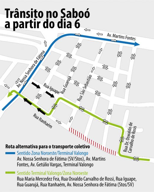 Mapa com alterações no trânsito e rotas para motoristas #paratodosverem