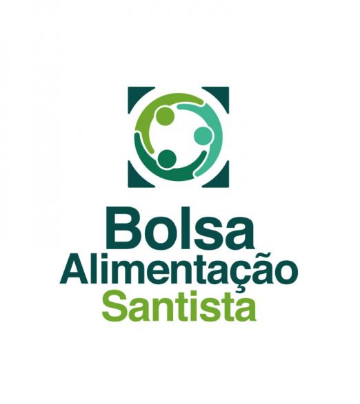 Card onde se lê Bolsa Alimentação Santista. #Paratodosverem