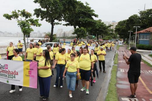 mulheres caminham de amarelo #paratodosverem 